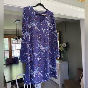 Loft floral dress with bell sleeve